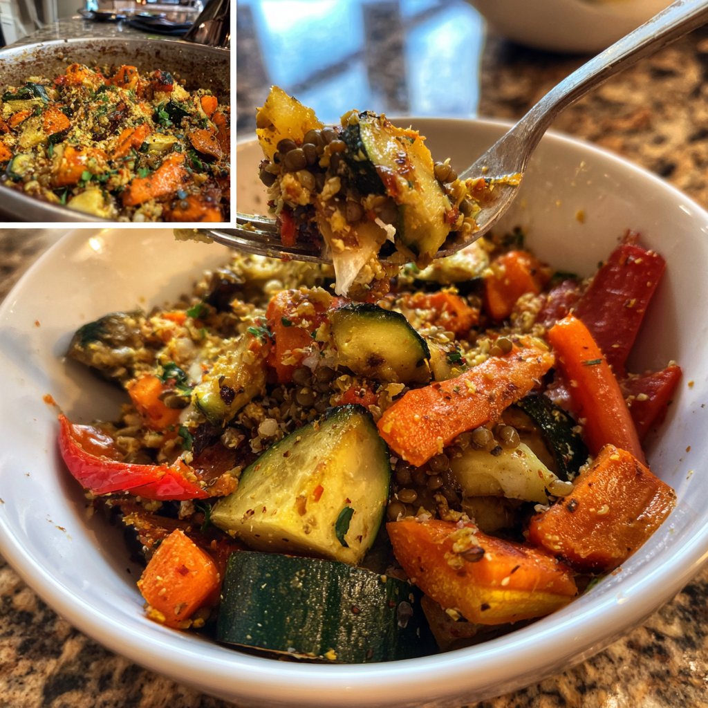 Roasted Veggie Lentil Grain Bowl