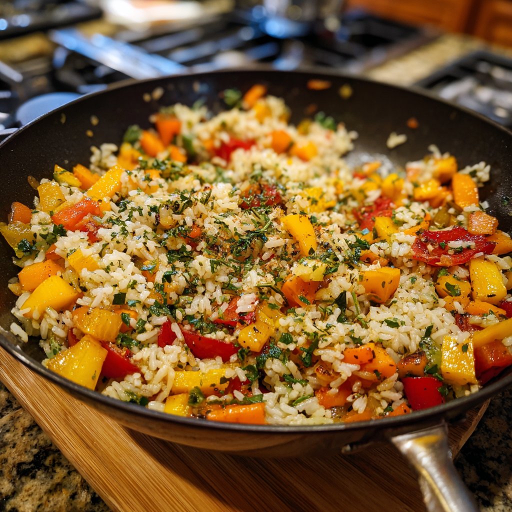 Herb Roasted Veggie Rice Skillet