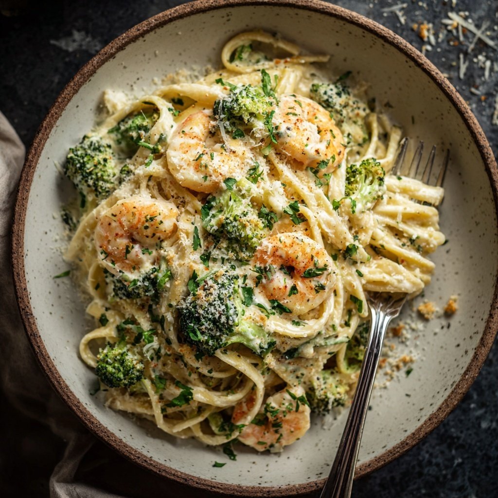 Shrimp Alfredo With Broccoli