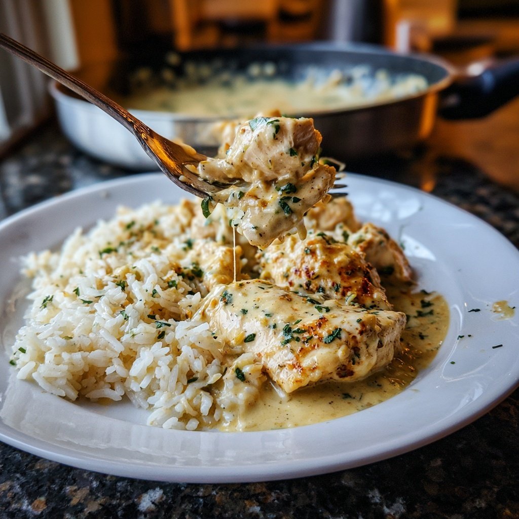 Creamy Garlic Chicken With Rice