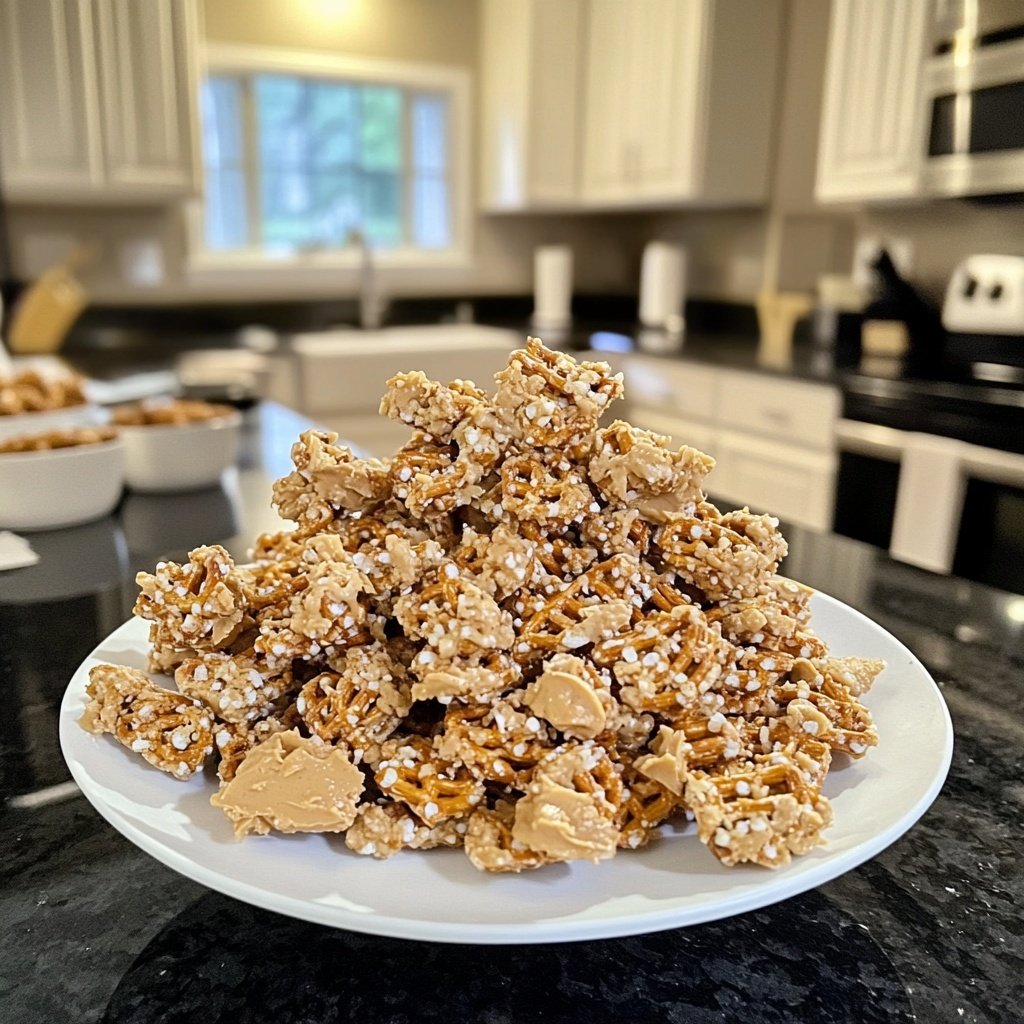 No-Bake Peanut Butter Pretzel Clusters