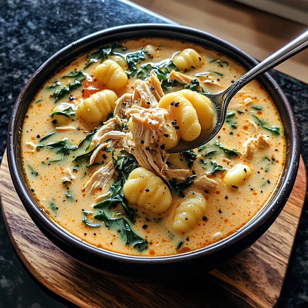 Spicy Crockpot Chicken Gnocchi Soup