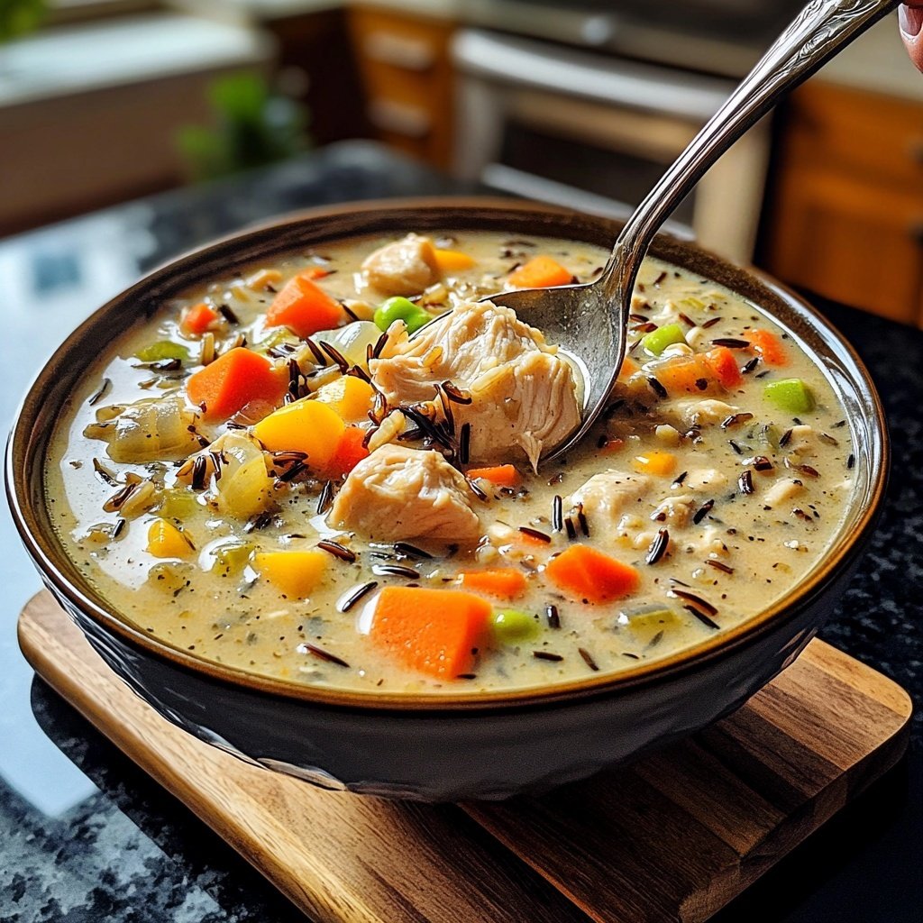 Healthy Crockpot Chicken and Wild Rice Soup