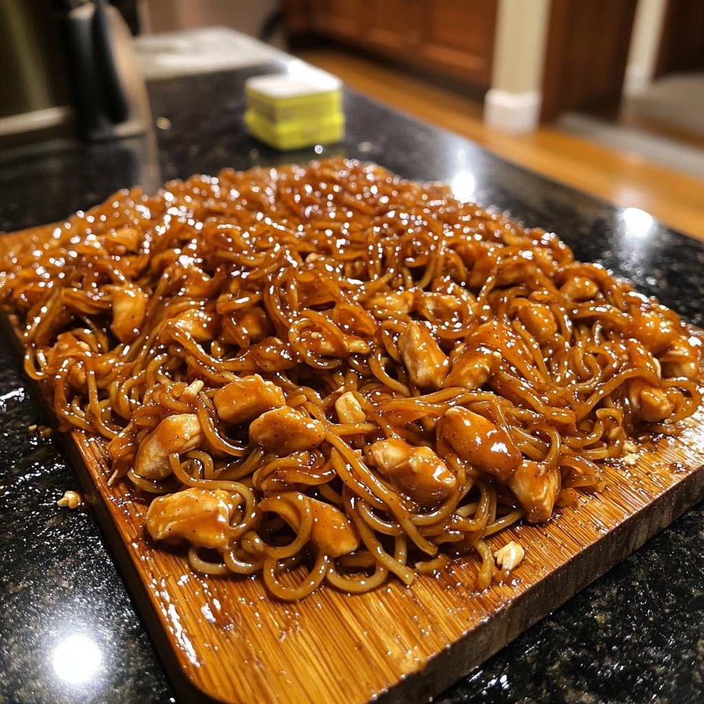 Sticky Garlic Chicken Noodles