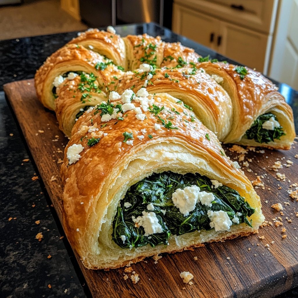 Healthy Spinach and Feta Croissant