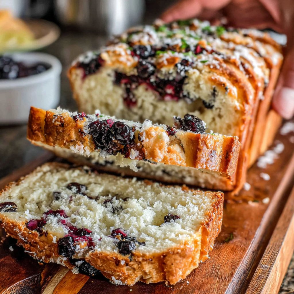 Blueberry Lemon Sourdough Bread Sliced
