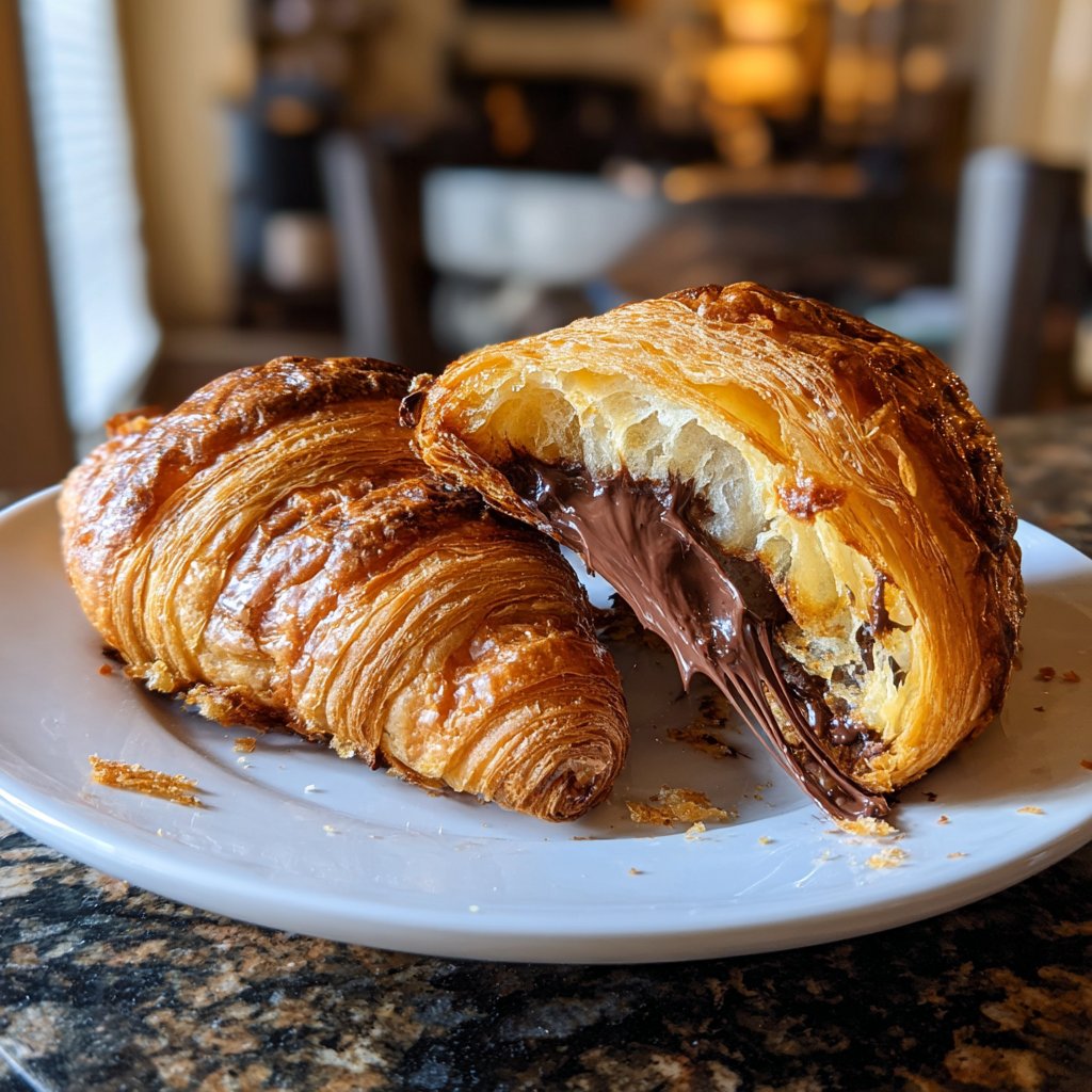 Valentines Breakfast Chocolate Croissants
