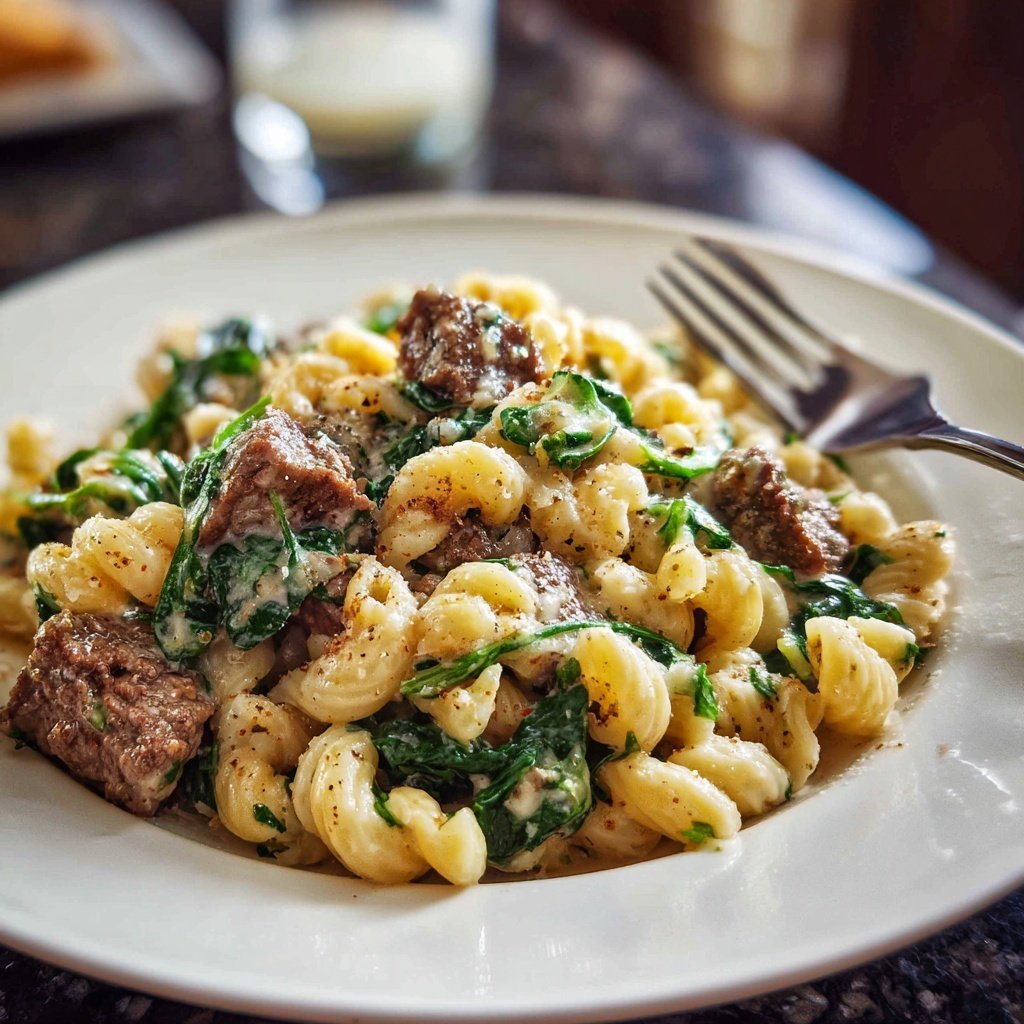 Creamy Beef And Spinach Pasta